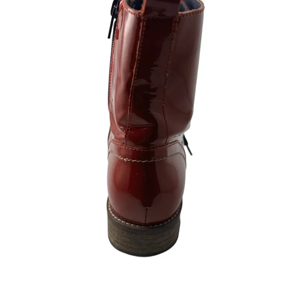 Unity In Diversity Red Patent Combat Boots - Picture 9 of 13